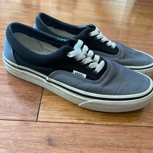 black, grey, and white vans